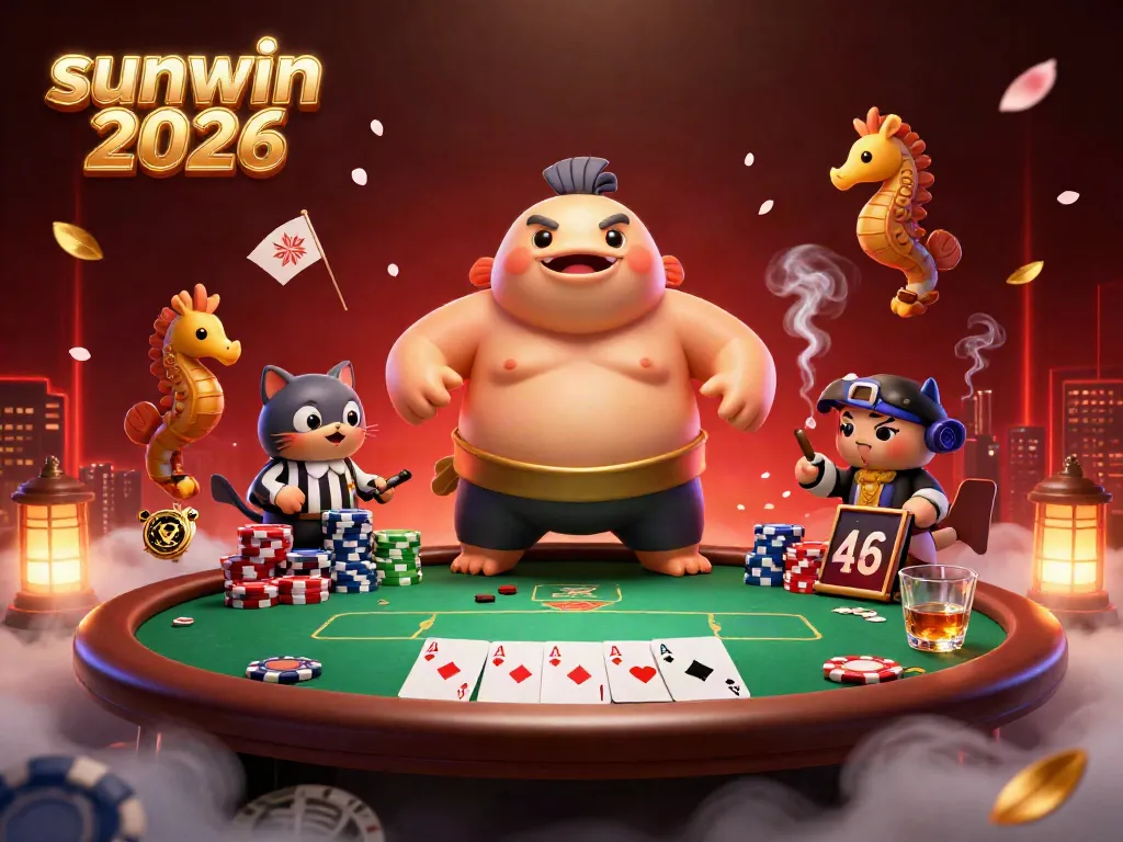 Engage with sunwin 2026 as a fugu mascot takes center stage in a vibrant underwater poker scene.