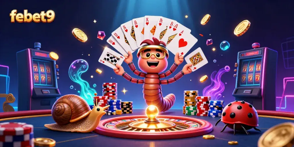 Experience thrilling gameplay at febet9 with an exciting 3D casino scene featuring a millipede dealer