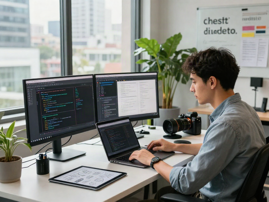 Workspace inovatif SGA33 dengan developer menciptakan solusi perangkat lunak di lingkungan modern.