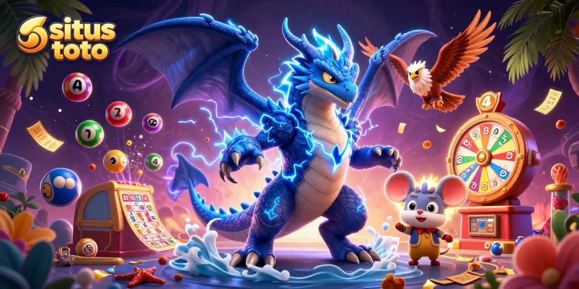 Memenangkan permainan situs toto dengan kartu bingo dan bola lotere warna-warni yang berputar