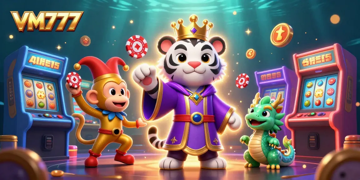 Engage with exciting slots at VM777 featuring vibrant characters and casino elements.