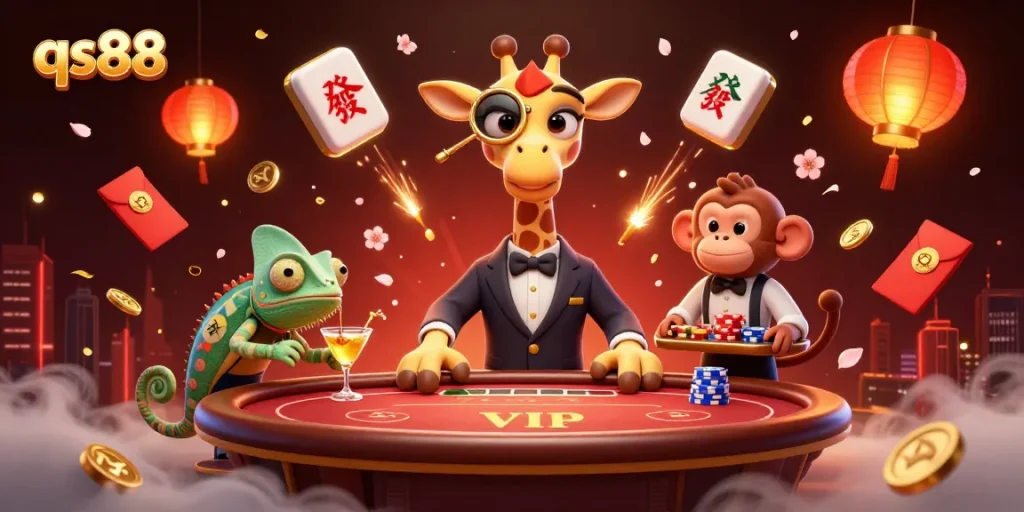 Play exciting games at qs88 where giraffes, monkeys, and chameleons bring fun to your gambling experience.