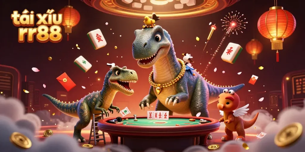 Experience thrilling tài xỉu rr88 excitement with vibrant 3D characters and festive casino elements.