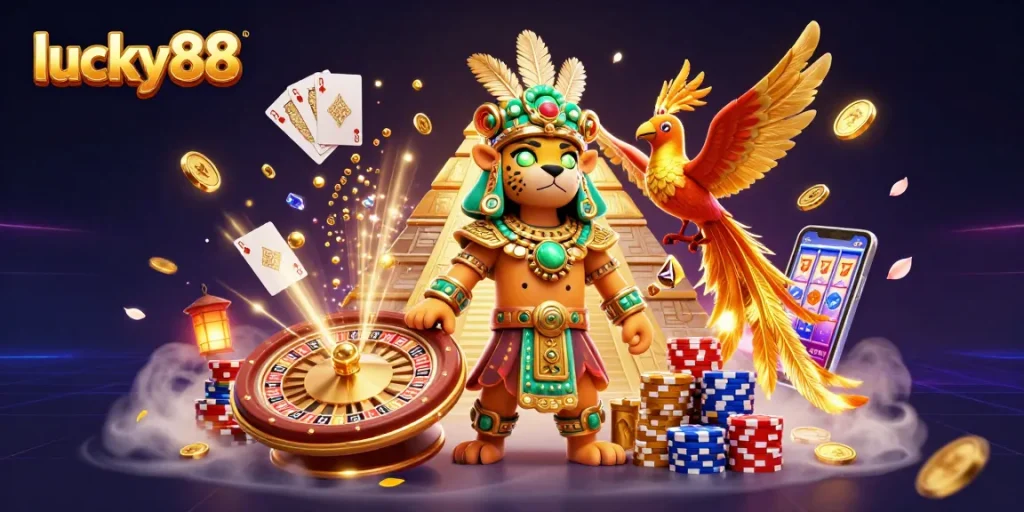 Spin the lucky88 slots with a vibrant Mayan theme, featuring golden coins and quetzal bird.