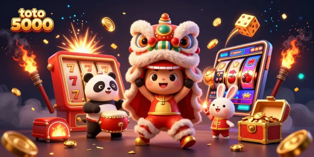 Celebrate wins with the lively toto 5000 casino scene, featuring vibrant characters and jackpot excitement.